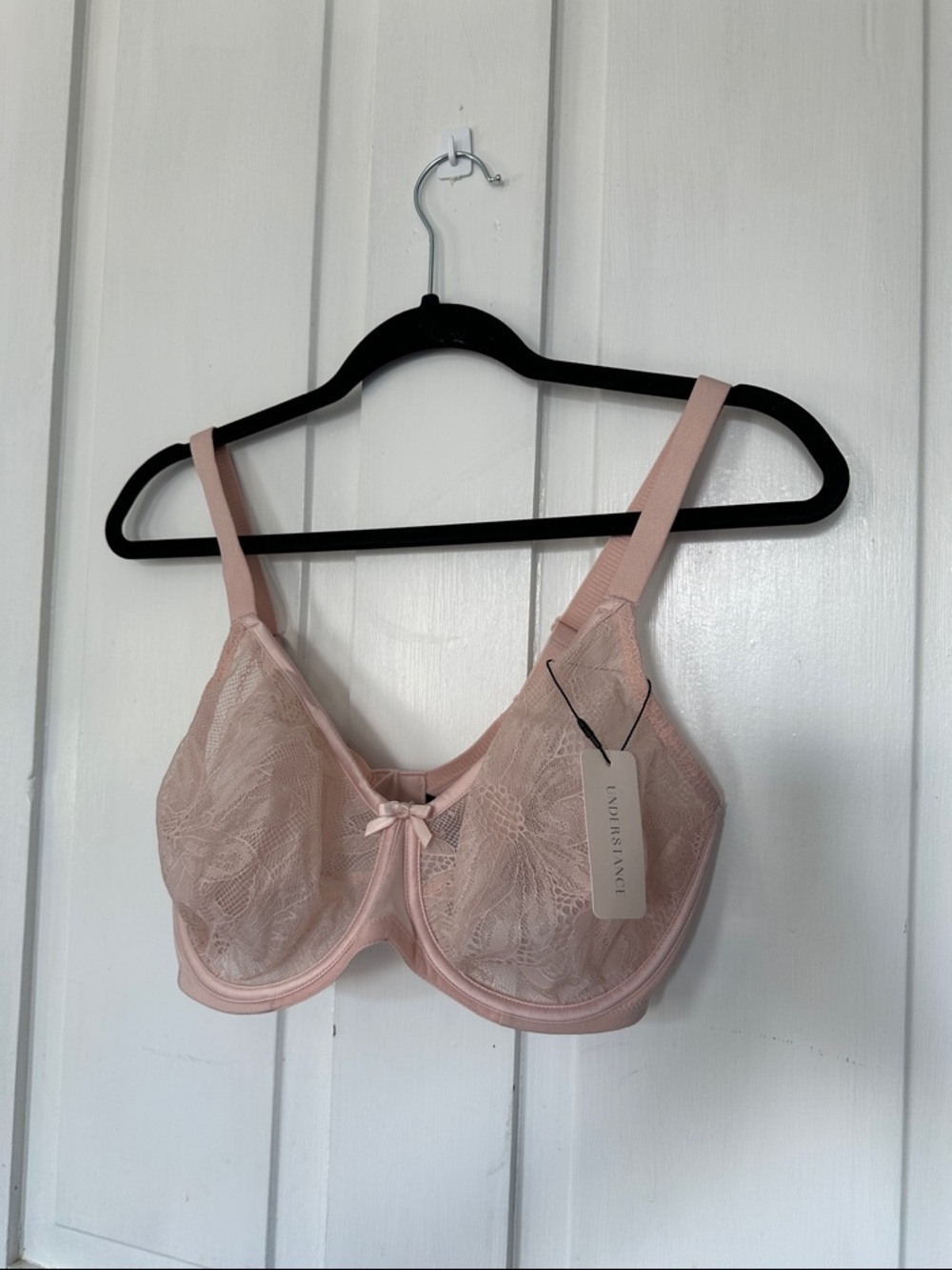 Understance Nora Flexwire Sheer Lace Full-Coverage Underwire Bra in Powder Pink